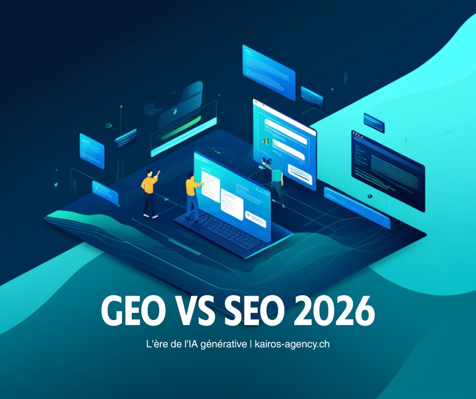 GEO vs SEO 2026 : comparaison entre le référencement naturel traditionnel et l’optimisation pour l’IA générative - kairos-agency.ch